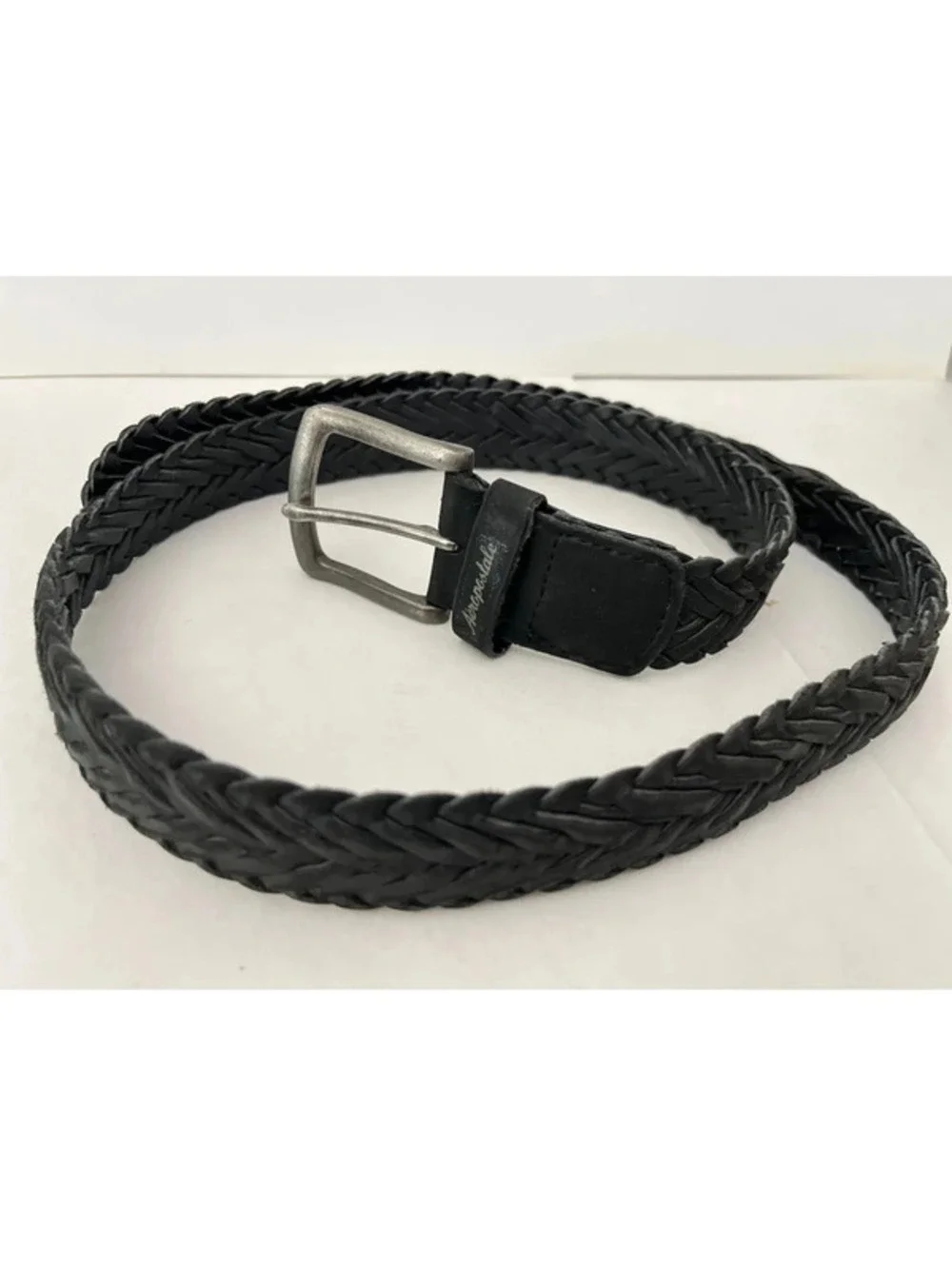 Men’s black braided leather style belt casual